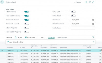 Attivazione delle procedure di calcolo per i documenti presenti nel sistema